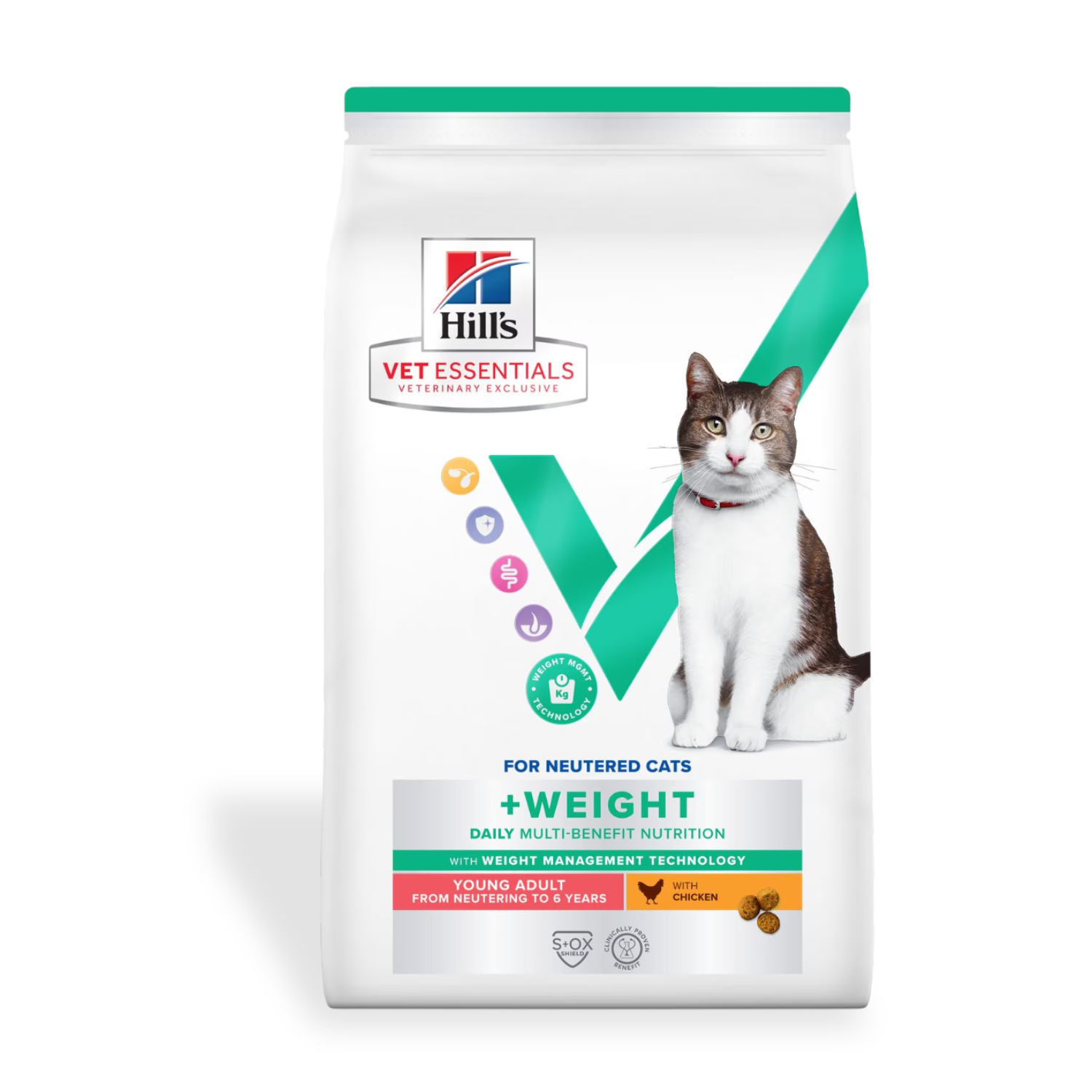 Image: Hills Vet Essentials Weight - 3 kg - Vet-exclusive dry food to help neutered cats maintain a healthy weight, support urinary health, and boost digestion & immunity.