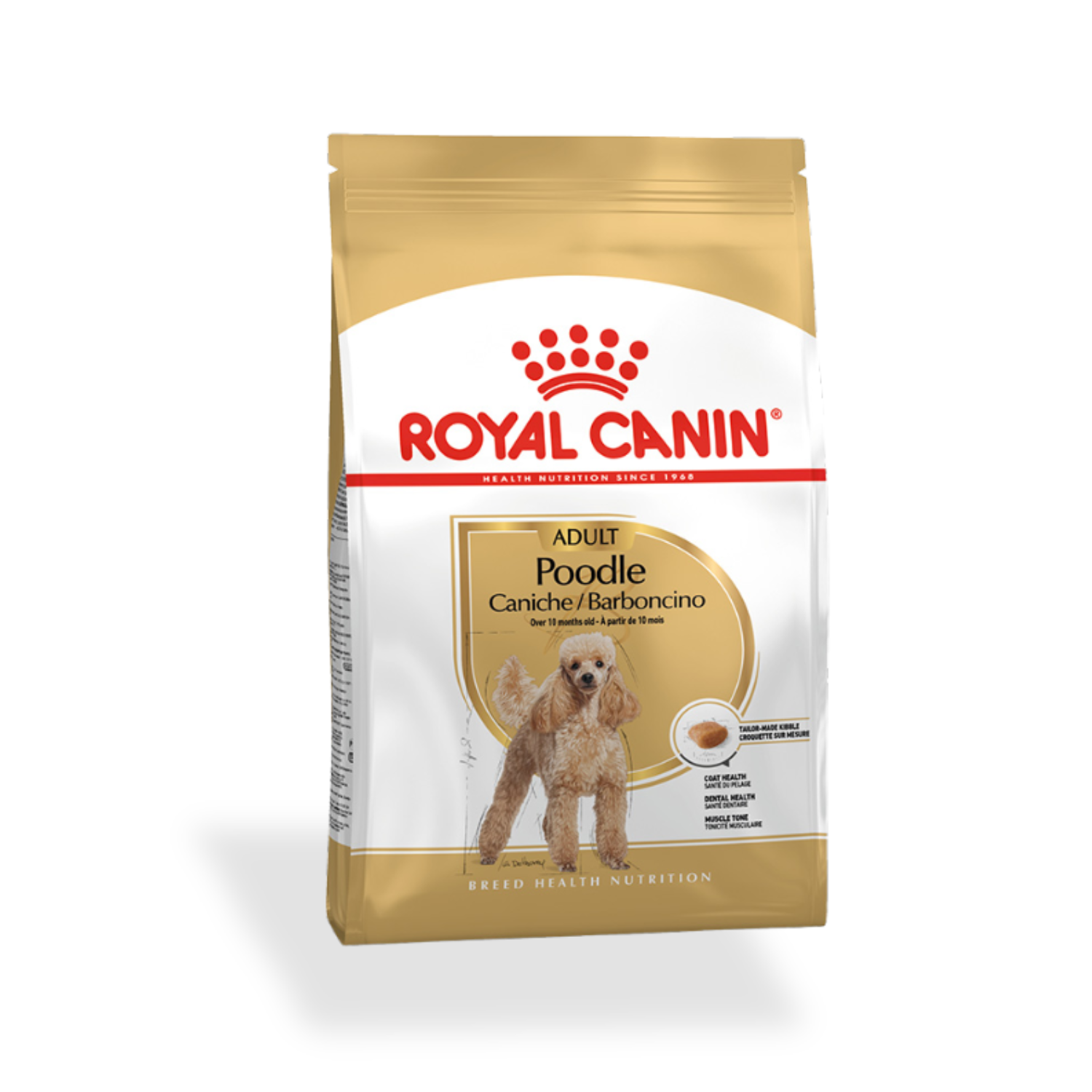 Image: Royal Canin Poodle Adult - 1,5 kg - Breed-specific dry food designed to support coat health, muscle tone, and dental hygiene in adult Poodles. With omega-3s, tailored protein, and specialized kibble shape.