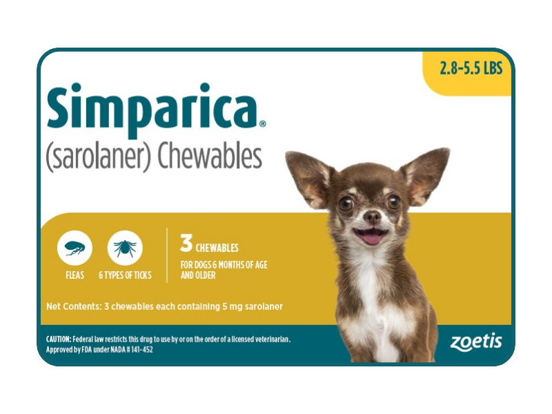 Image: Simparica for Dogs 1.2–2.5 kg - Monthly flea and tick prevention for toy breed dogs weighing 1.2 to 2.5 kg. Fast-acting, vet-trusted protection in a single chew.