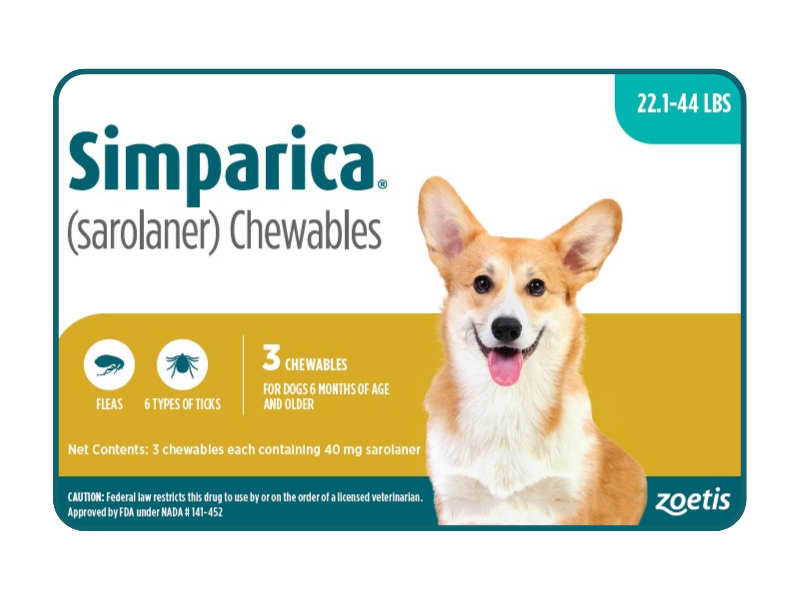 Image: Simparica for Dogs 10–20 kg - Broad-spectrum parasite prevention for medium-sized dogs weighing 10 to 20 kg.