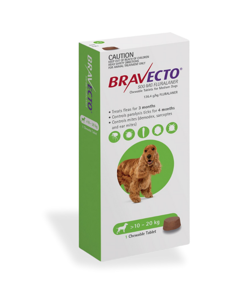 Image: Bravecto for Dogs 10–20 kg - Extended flea and tick control for dogs like Beagles, Cocker Spaniels, Border Collies, and French Bulldogs — all in one tasty chew.