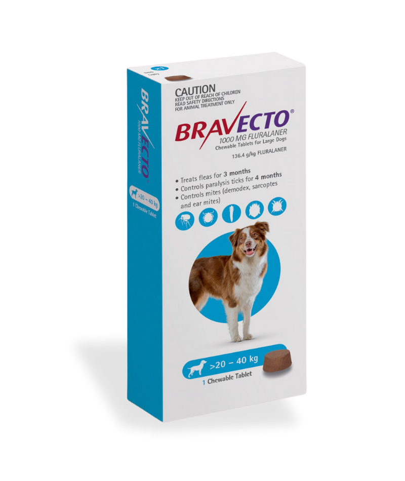Image: Bravecto for Dogs 20–40 kg - Long-lasting flea & tick defense for Labradors, Huskies, Golden Retrievers, Pit Bulls, and other large breeds — all in one tasty chew.